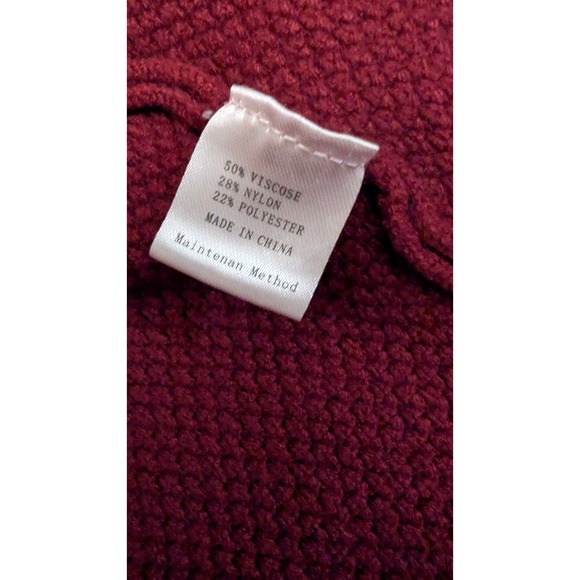 MEROKZEETY Womens 2XL Cardigan‎ Sweater Open Front Knit Pockets Maroon Red - Picture 5 of 6